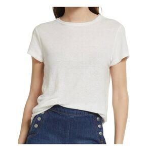 FRAME Organic Linen Tee Top White Minimalistic Basic Size Medium